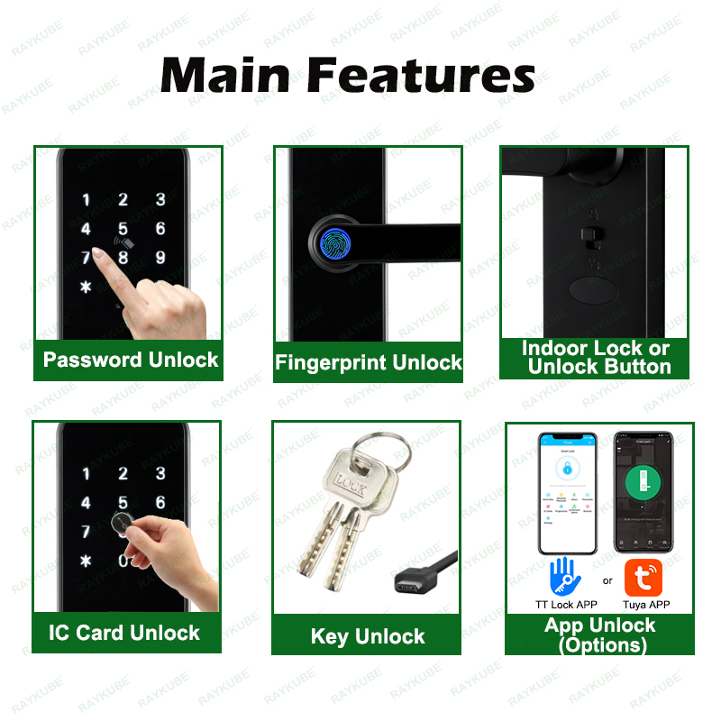 RAYKUBE K8 Smart Door Lock TTl - огляд і ціна Fingerprint Access Control Door