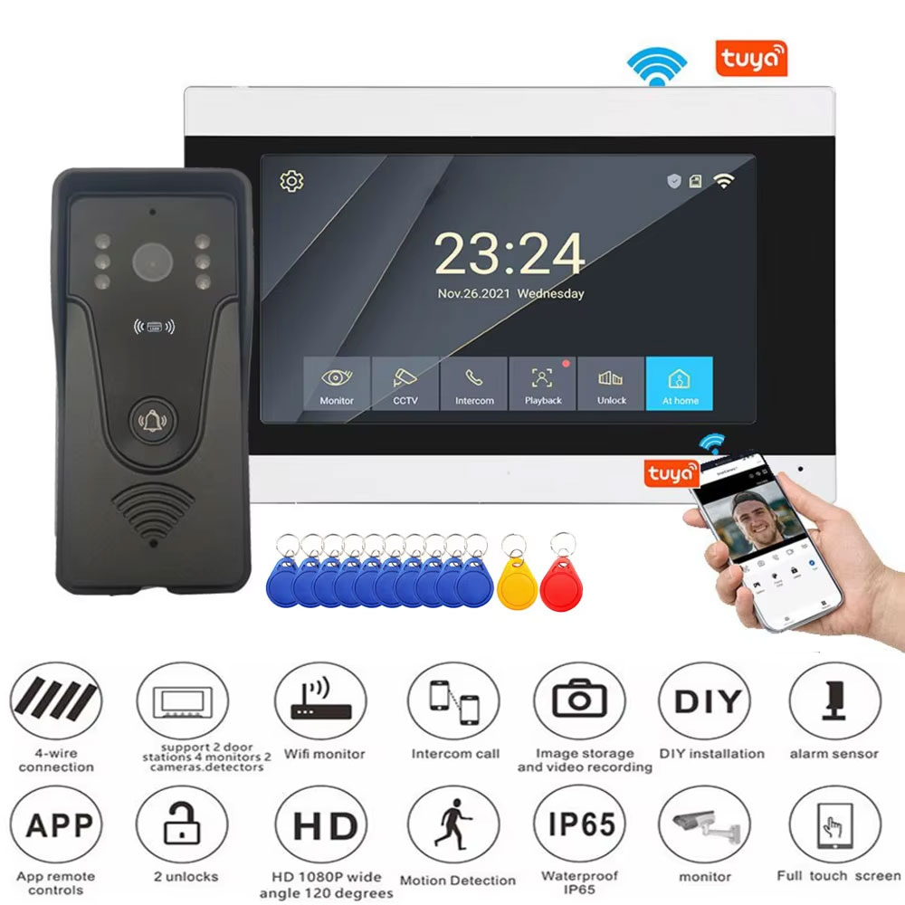Tuya 1080P 7 Inch Color Touch  - огляд і ціна Access Control System Rfid Kit